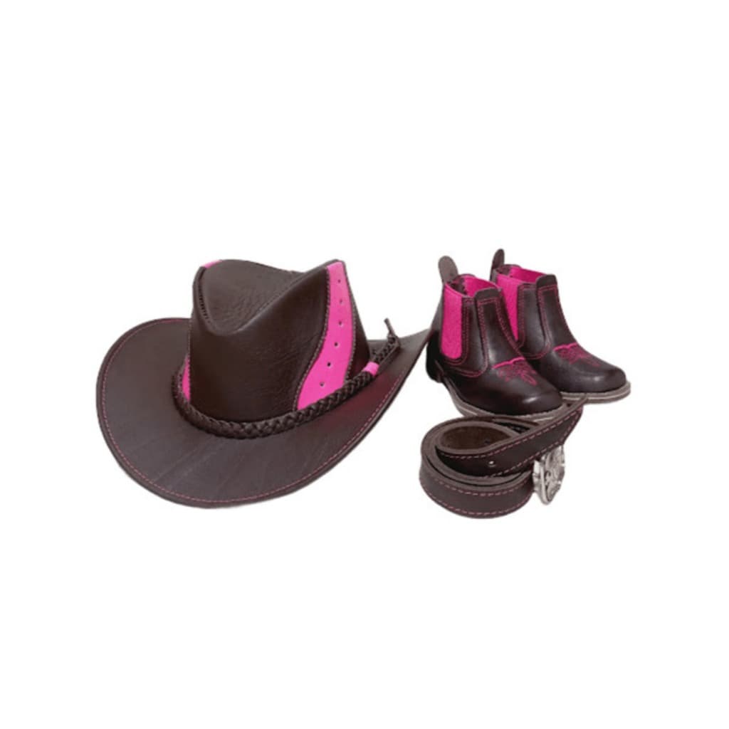 Kit Boiadeiro Country Bota + Chapeu+ Cinto Infantil