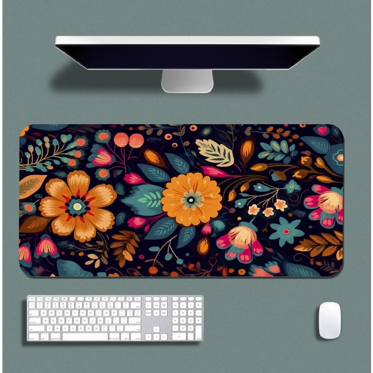 Mouse Pad Gamer p/ Desktop Borda Costurada Diversas Estampas Floral