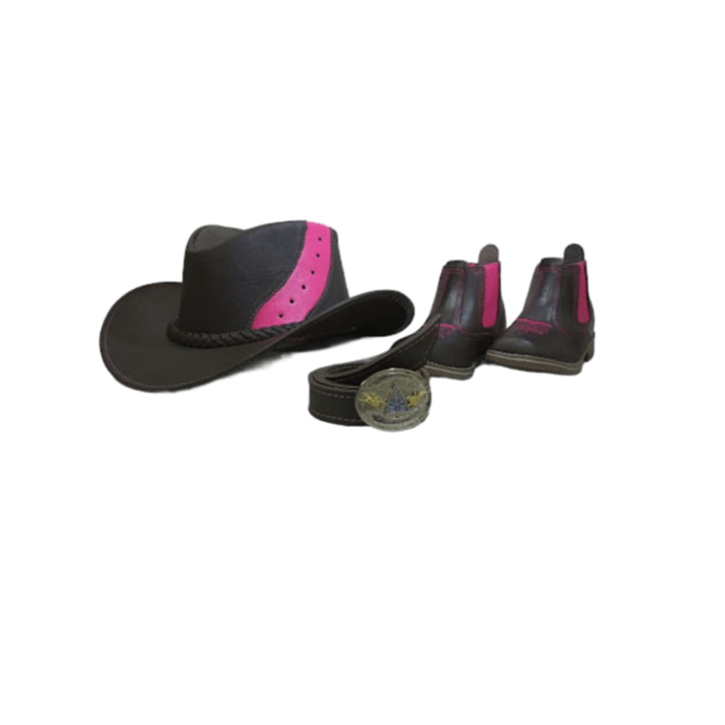 Kit Country Boiadeiro Cinto + Chapeu + Bota Infantil