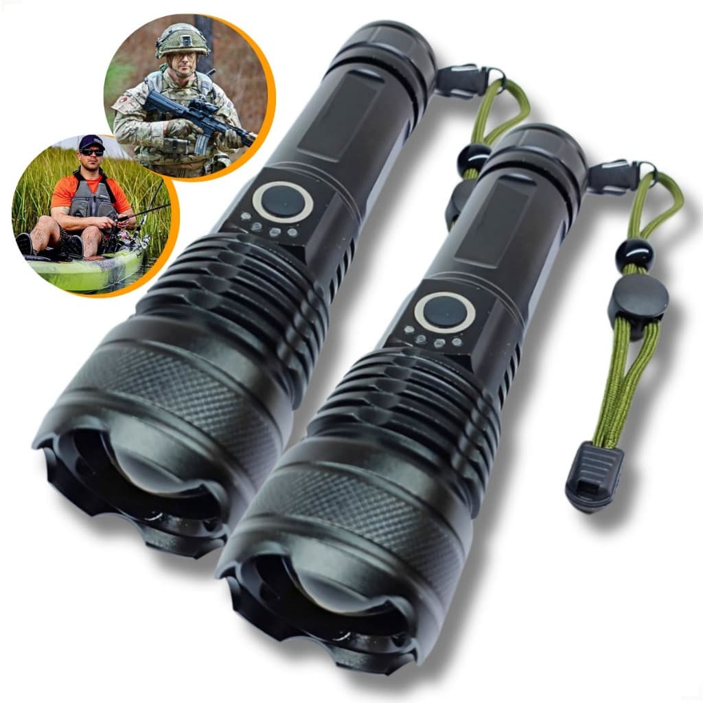 Kit 2 Lanternas Super Potente T9 Tática Mais Forte Do Mundo Recarregável USB