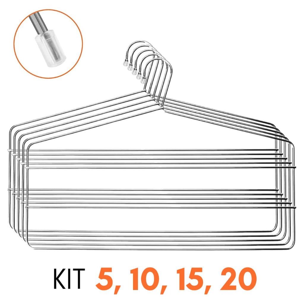 Cabides Calça Triplo Aço Cromado Metal Calceiro Adulto Cabide Criança Resistente Promoção