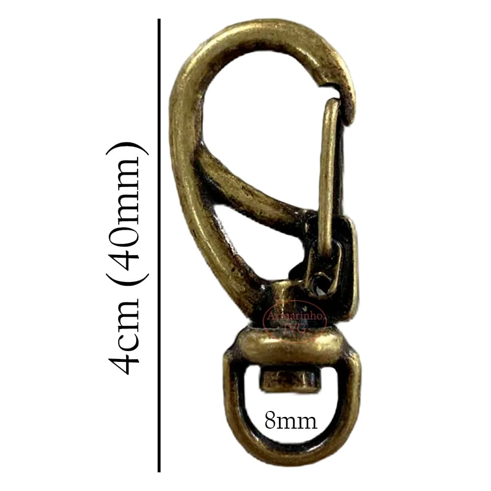 20un Mosquetão 8mm Ouro Velho Fecho Gancho Alça Bolsas Fitas