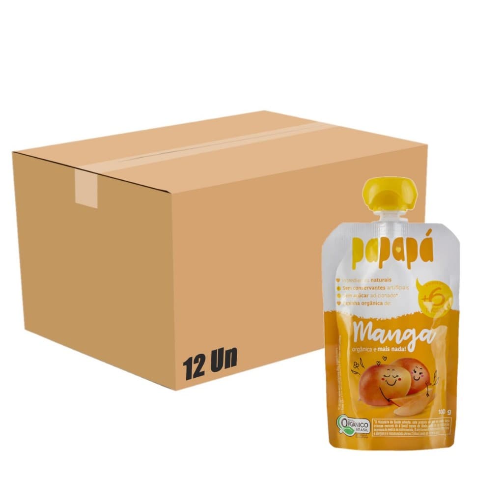 Papinha Orgânica Manga Papapá Natural Squeeze 100g Kit 12un