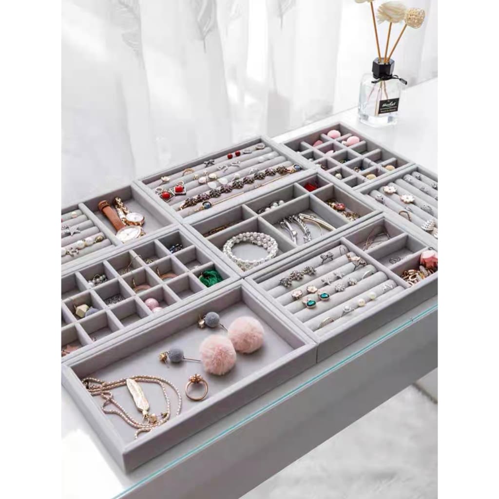 Kit 8 Porta Jóias Bandejas Veludo Organizadors Para Jóias Bijuterias