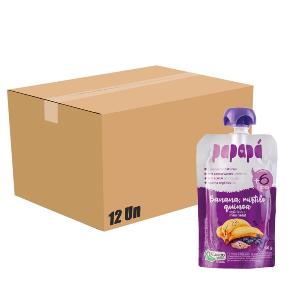 Papinha Orgânica Banana Mirtilo Quinoa Papapá 100g 12un