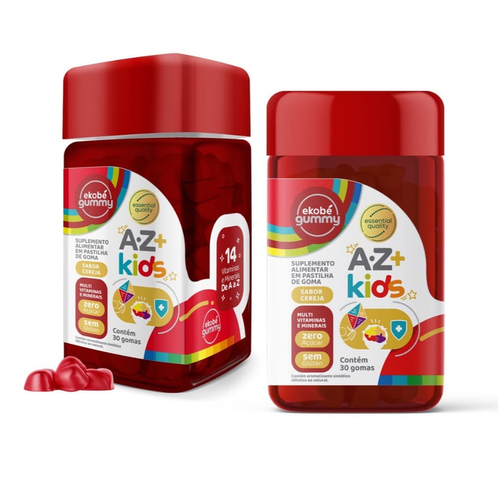 Kit 2 Gummy Kids Multivitamínico AZ 30 Gomas sem Açúcar para Crianças Marca Ekobé.