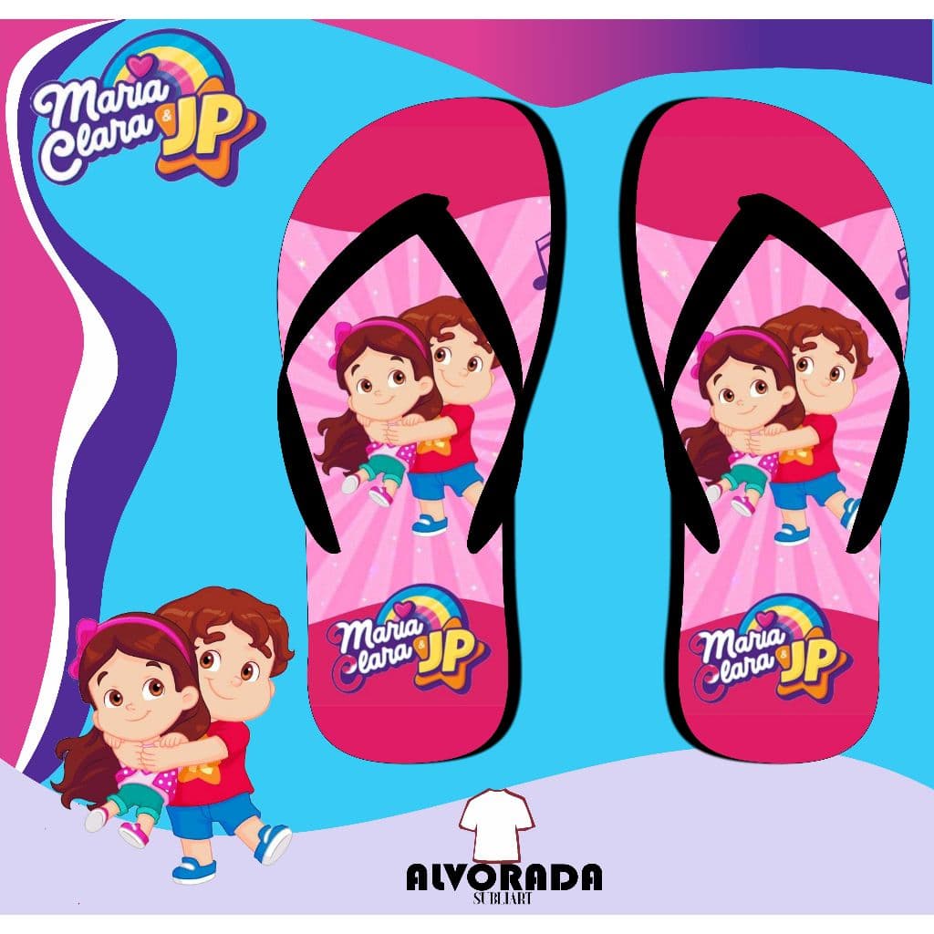 Chinelo Sandalia Maria Clara e JP Personalizado Personagem Desenho Infantil Adulto