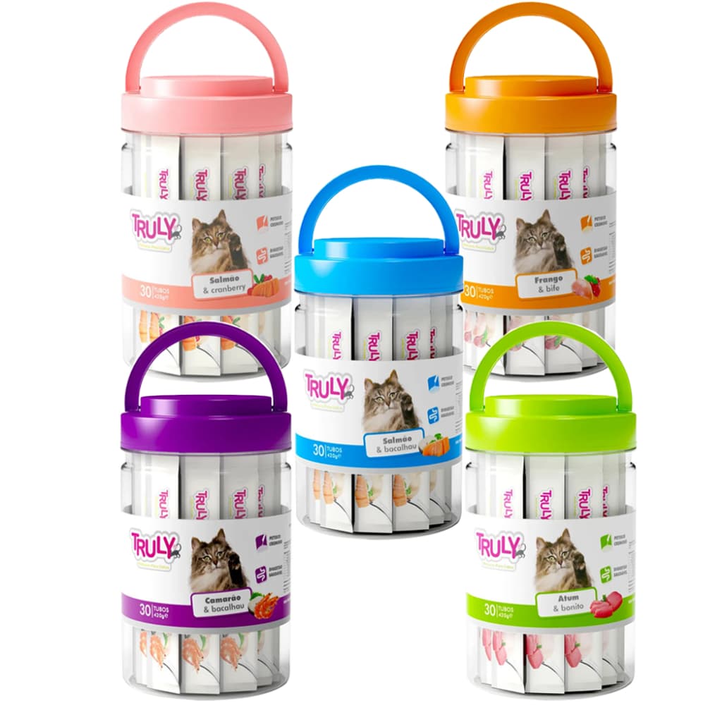 Petisco Para Gatos Tipo Churu Truly Creamy cremoso com 30uni Tubos X 14g 420g