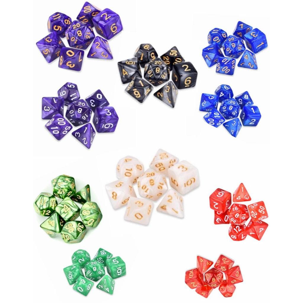 Jogo 7 Dados Conjunto Dungeons And Dragons D&D Poliédricos D4 D6 D8 D10 D10% D12 D20 Para RPG D Mesa Tabuleiro Perolados