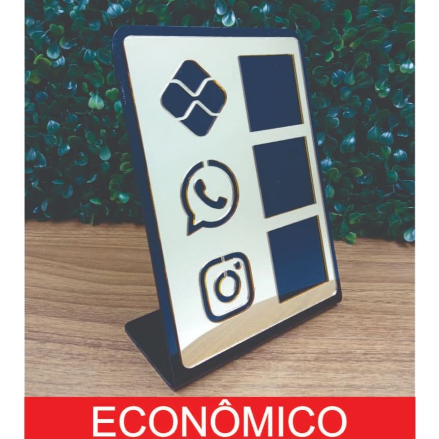 Placa Pix Display em Plastico PS Mesa Balcão PIX Zap Instagram Interativo (ECONÔMICO)