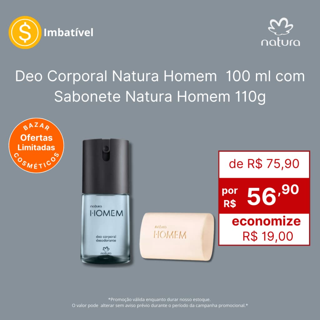 Desodorante Natura Homem 100 ml com Sabonete 90 g