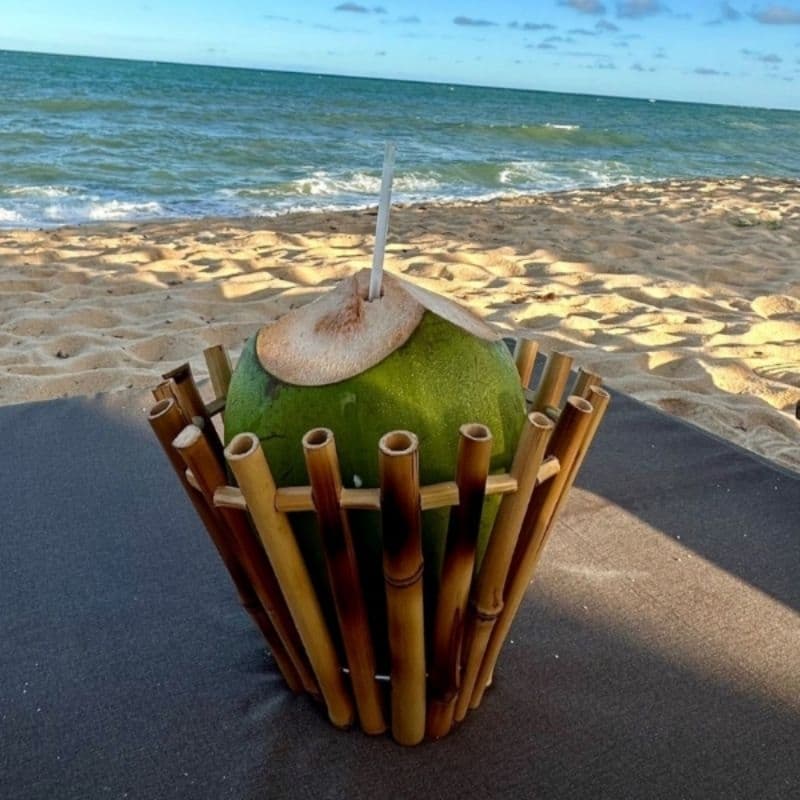 porta coco rústico praia hotel mar suporte de coco piscina verão