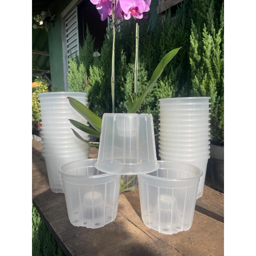 Vaso Transparente p/ Orquídea pote 15 - REFORÇADO - 10 unidades