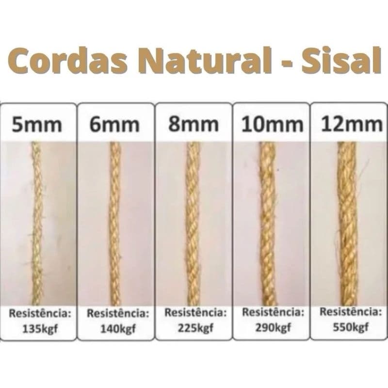Corda Sisal 10m a 40m com 1mm a 8mm - para Bijuterias, decoração de Natal, enfeites, cartões, artesanatos em geral