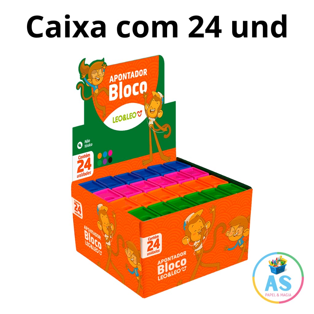 Apontador Bloco 6Cm C/Deposito Cx/24 Und Leoeleo