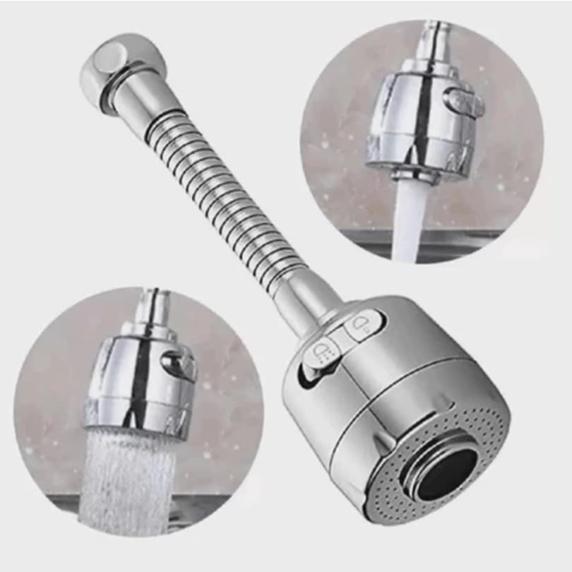 Extensor Torneira Flexível Bico Chuveirinho Adaptador C/ 2 Jatos pia 360º Economiza Agua