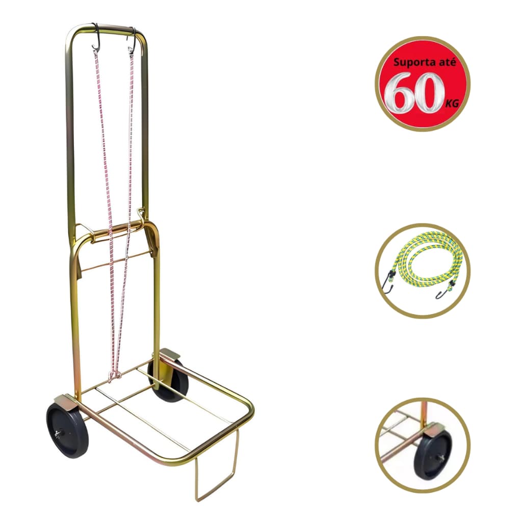 Carrinho De Mão Maleiro Para Carga Caixa Térmica Dobrável Plataforma Até 60kg
