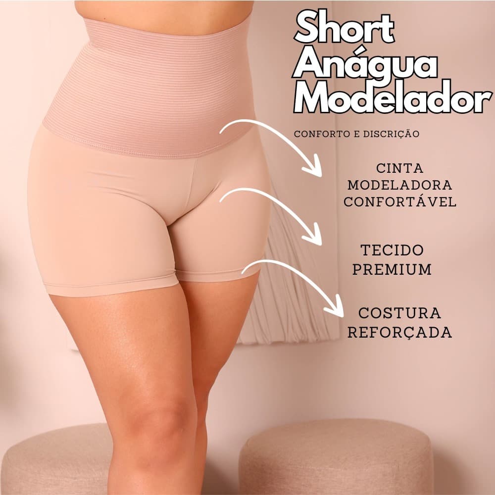 Bermuda Modeladora Anágua Cinta Short Feminino Modelador Alta Compressão Reduz Medidas pos parto