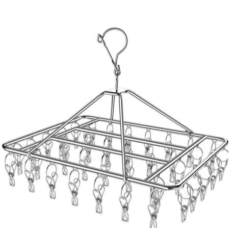 kit 2 varal Suporte de aço inoxidável secagem para pendurar com 40 clipes para meias  roupa pequeno