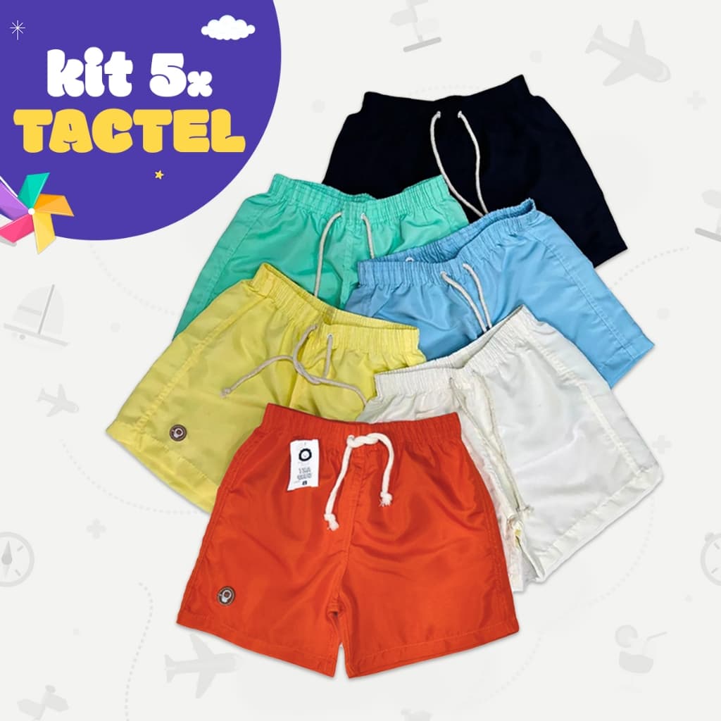 Kit 5 Bermudas Tactel Juvenil Infantil Short Praia 02-14 Premium