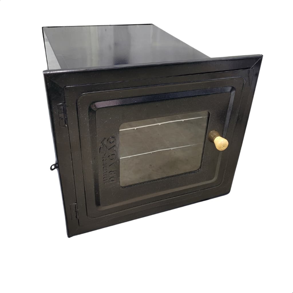 Forno popular para fogão a lenha de aço carbono com vidro na tampa 50x35x30 cor preto