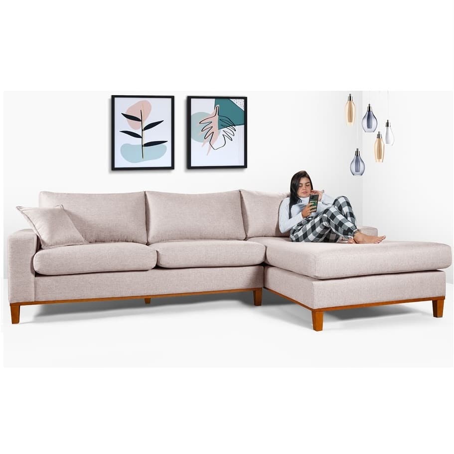 Sofá California 4 Lugares Living Linho Chaise Esquerda