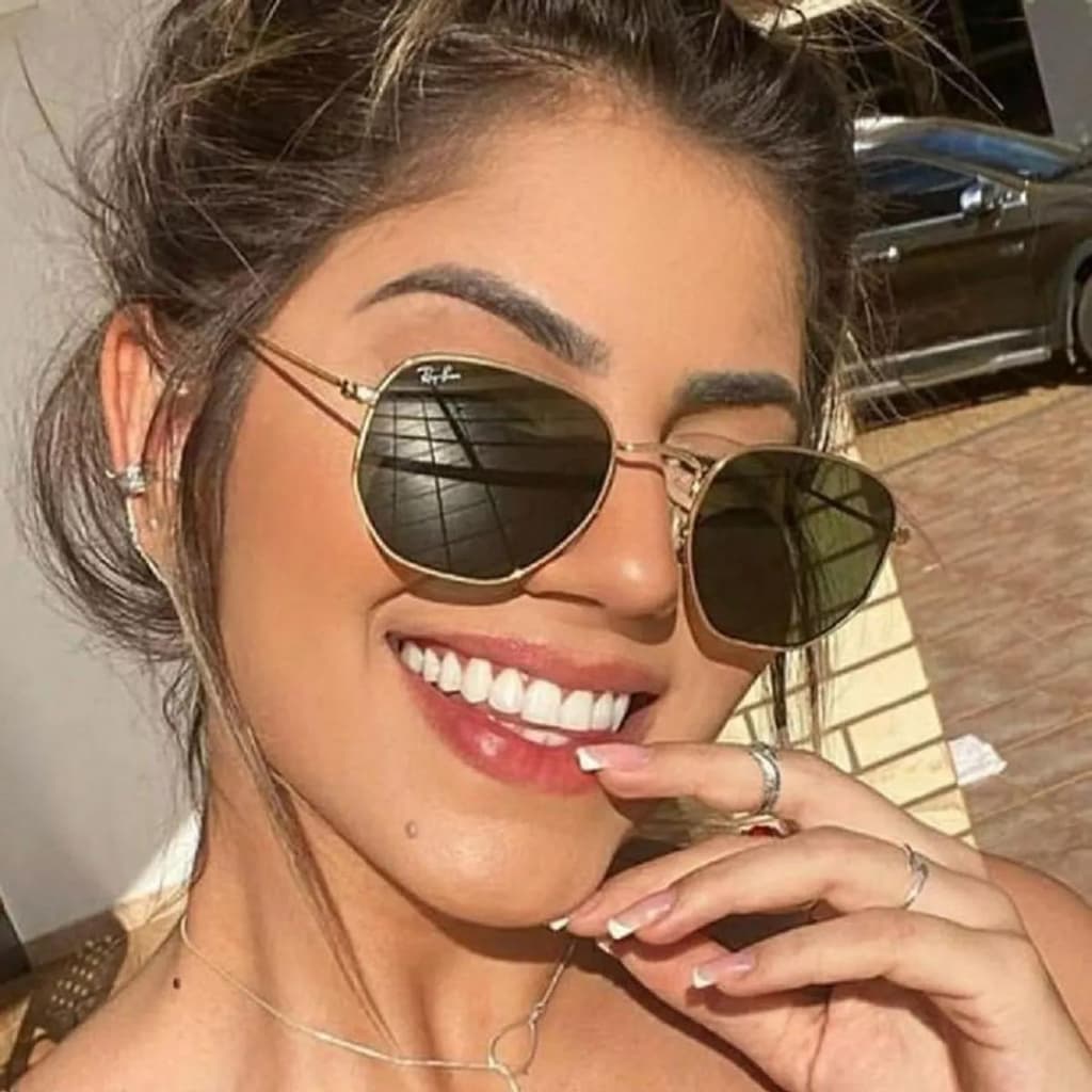 Óculos De Sol Masculino Feminino Hexagonal Original