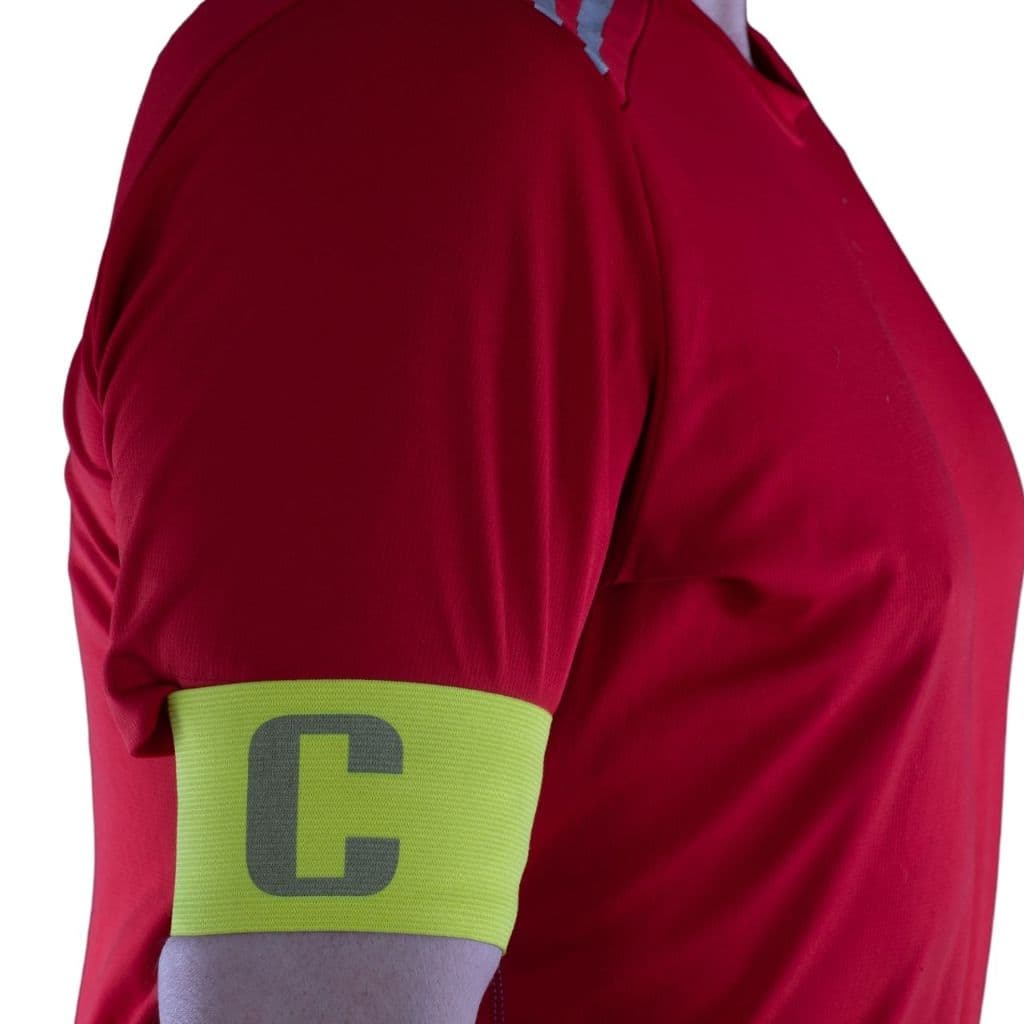 Braçadeira de Capitão Elástica Faixa com Ajuste Para Futebol Futsal Society Azul Vermelho Amarelo