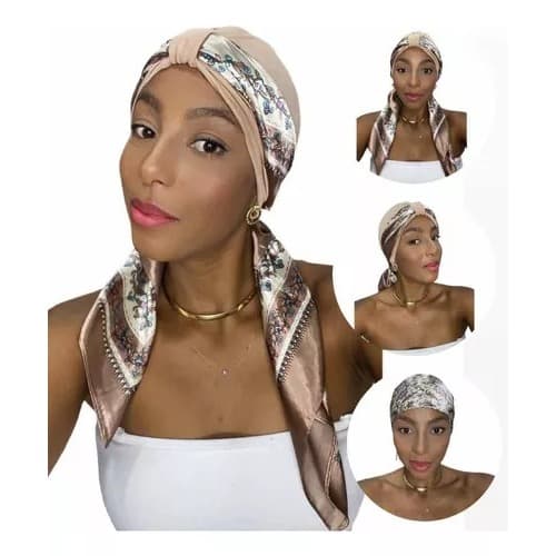 Turbante Lenço Longo Luxo Elegante Cabeça Tratamento Quimio