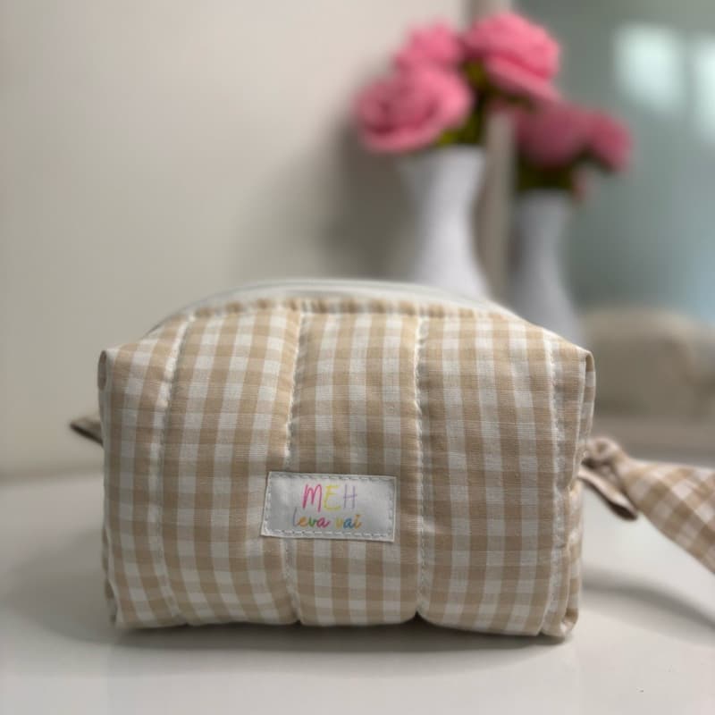 Necessaire xadrez bege