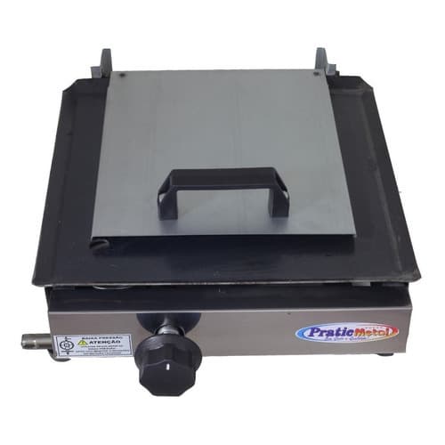 Chapa Chapeira Sanduicheira De Lanche Porções Hot Dog 30x30cm Com Prensa A Gás