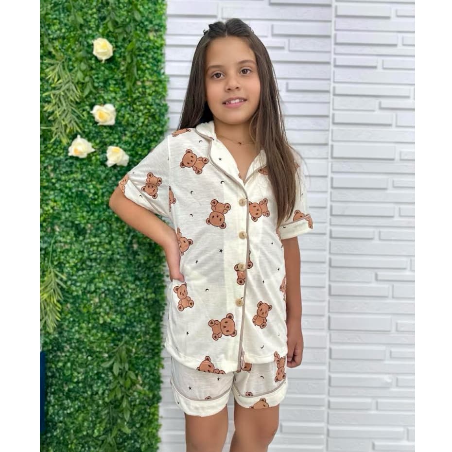 Pijama Infantil Blogueirinha Americano Curto Verão De Menina Confortavel Estampas Diversas