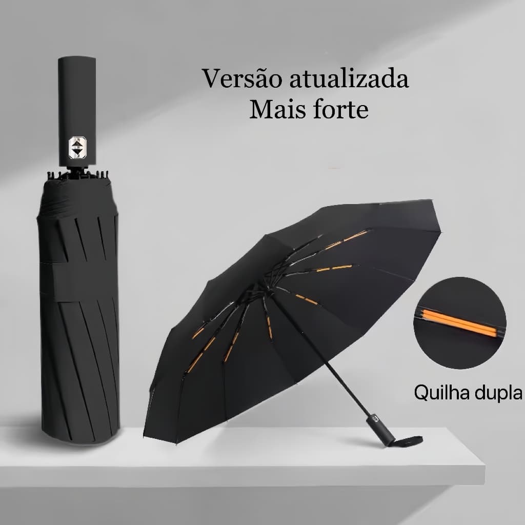Guarda-Chuva Automático Resistente ao Vento - Abre e Fecha com 1 Botão, Dupla Vareta, Proteção UV