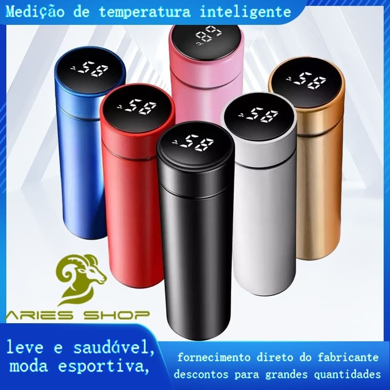 Garrafa Térmica Inox 500ml com Termômetro LED - Estilo Moderno e Isolamento Superior