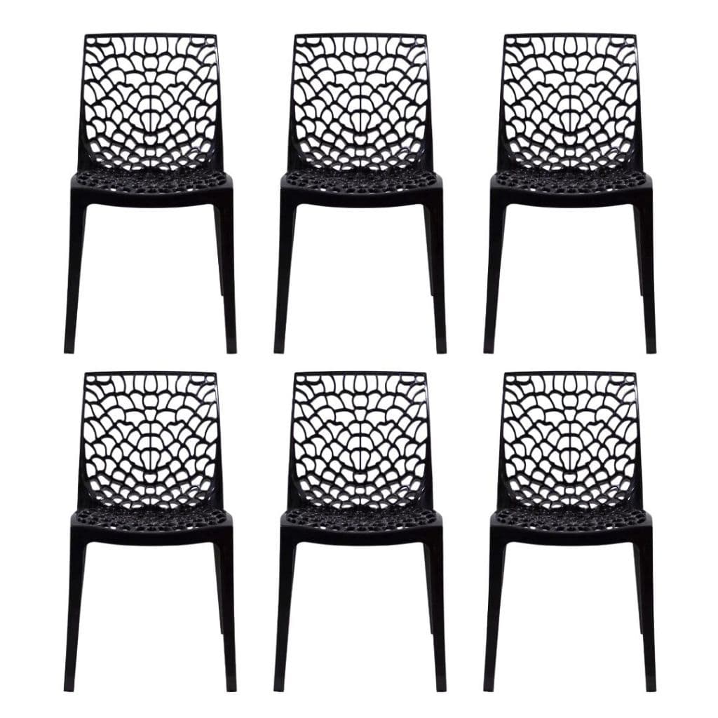 Gruvyer Kit Com 6 Cadeira Área Gourmet Jantar Sala Escritório Preto