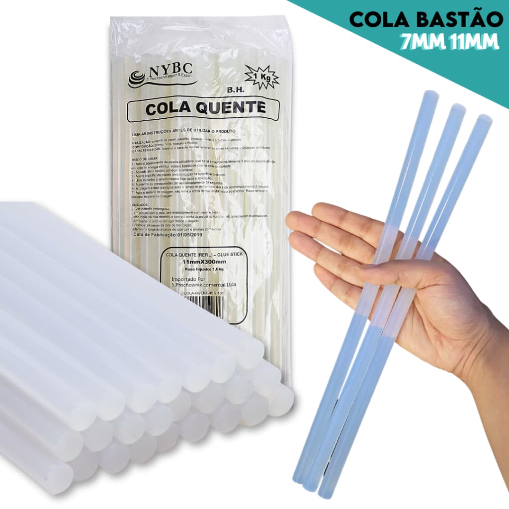 Bastão Cola Quente Transparente  em Pacote com 1Kg - CH