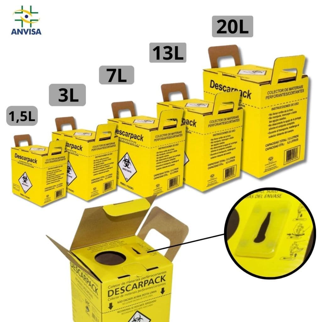 Caixa Receptora Coletor De Resíduos Hospitalares Materiais Infectantes Uso Hospital Descarpack