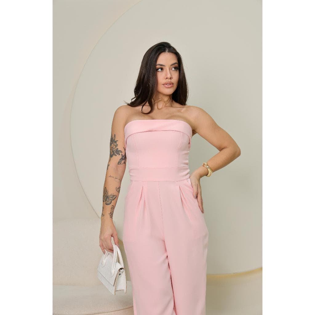 Macacão Feminino Pantalona Tomara Que Caia Alfaiataria Elegante Festa