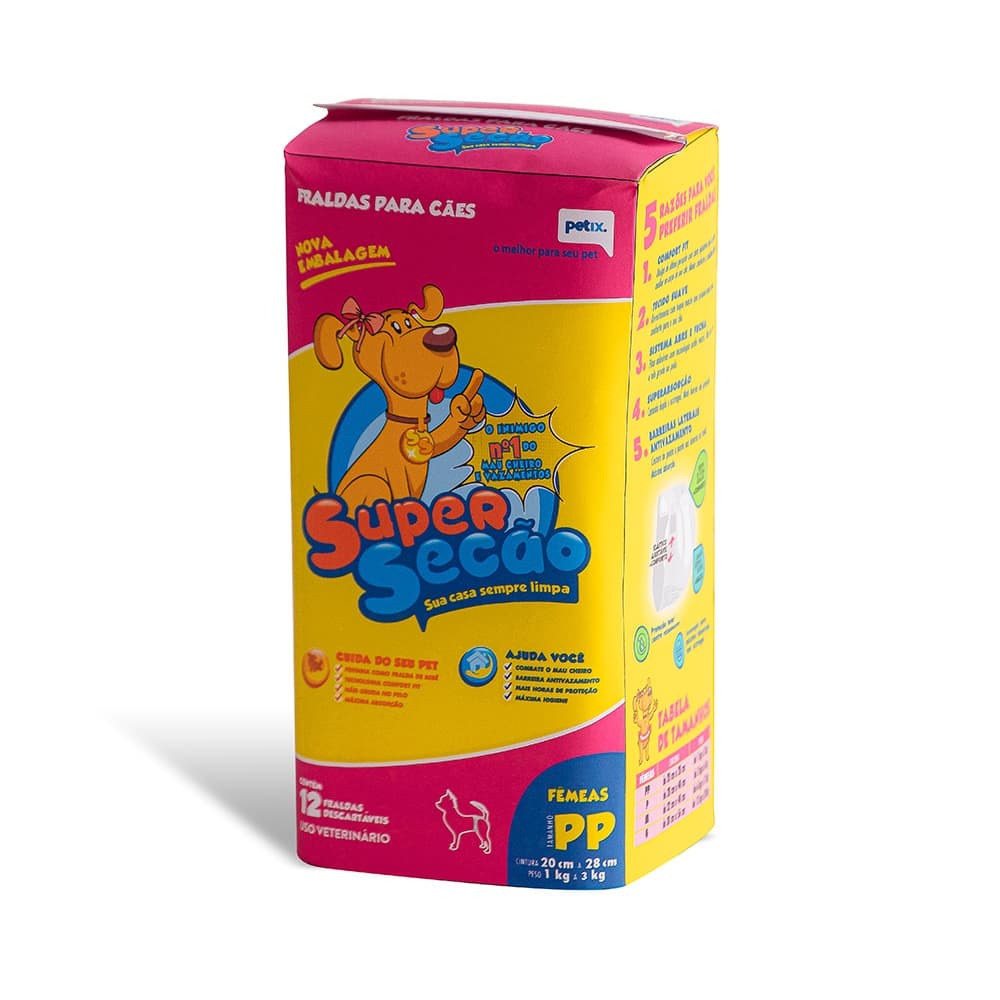Fralda Descartável Super Secão Para Cães Fêmeas - PP