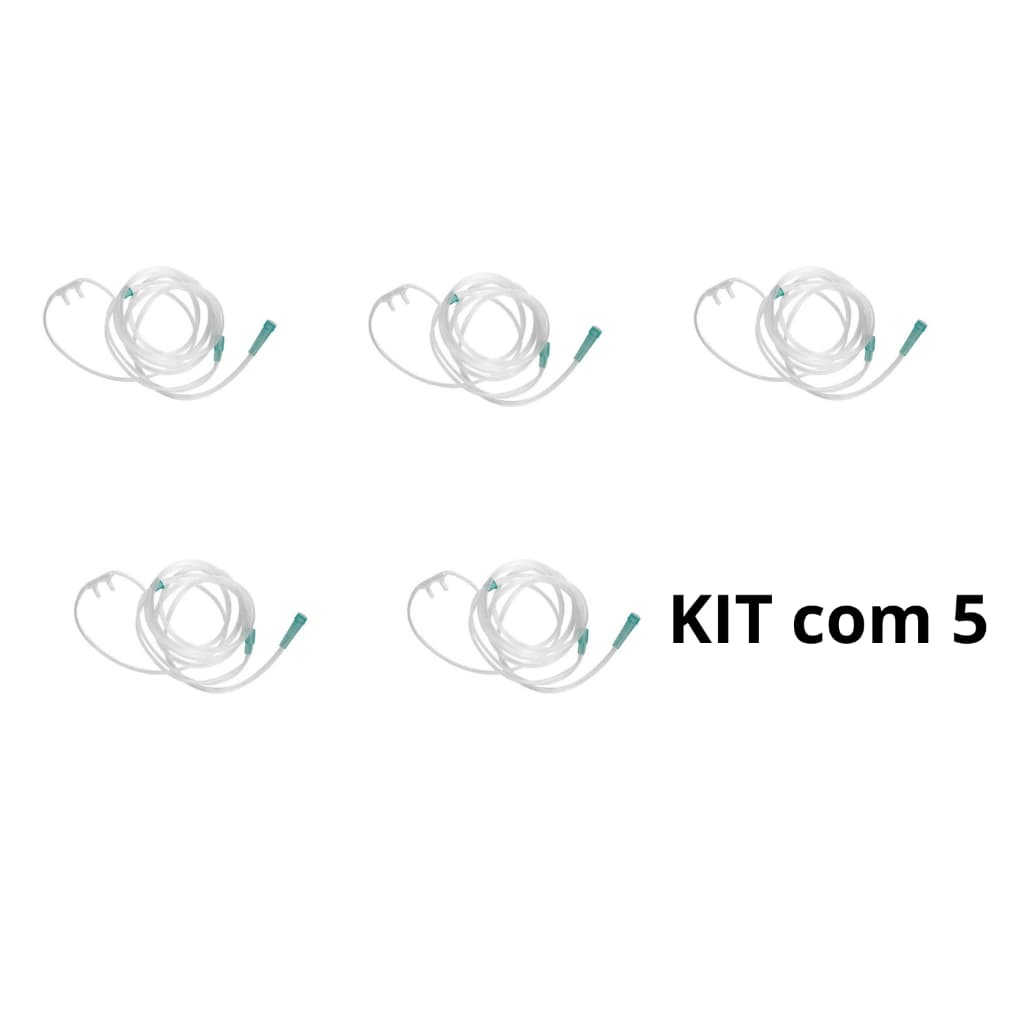 Cateter Nasal de Oxigênio Tipo Óculos(50cm) com Extensor de 1,40m kit com 5 unidades - Medix
