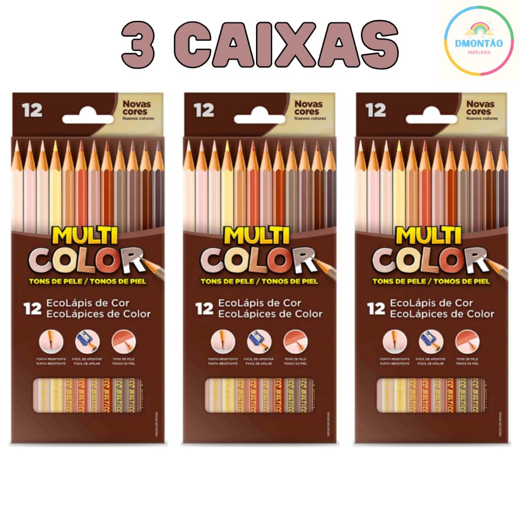 Lápis De Cor 12 Cores Multicolor Tons De Pele Faber Escolar