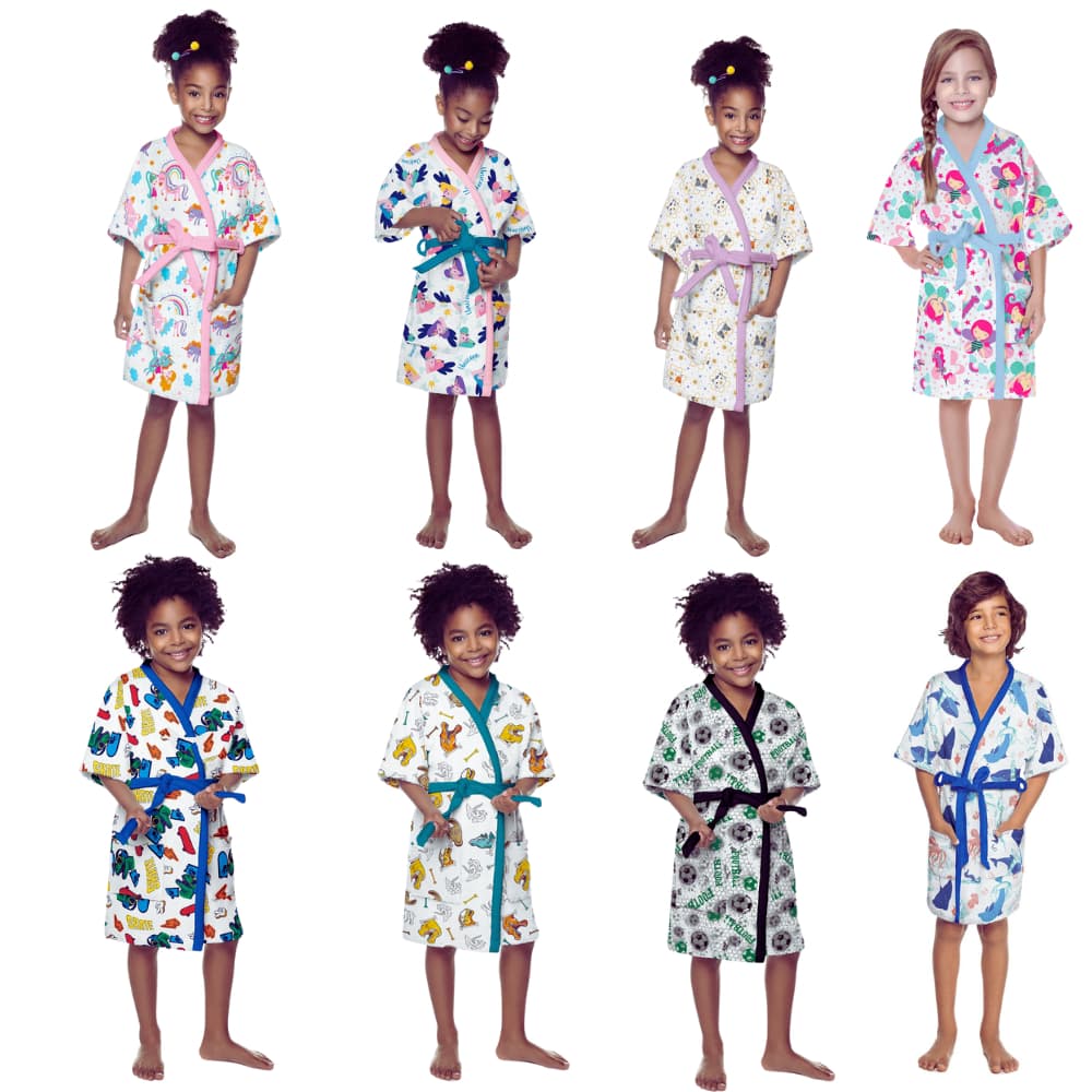 Roupão Infantil Atoalhado Felpudo Pós Banho Praia Piscina 02 A 12 Anos Unicórnio Várias Estampas