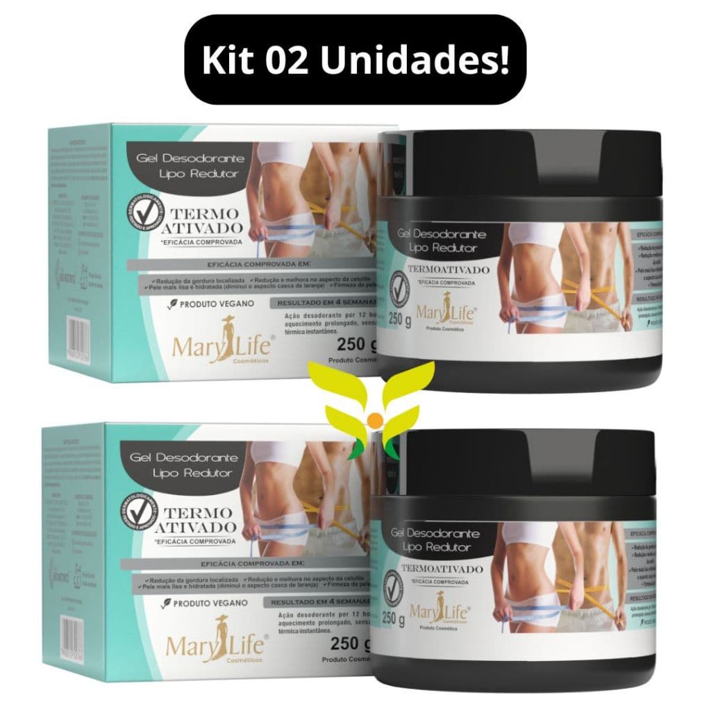 Kit 2 Unidades Gel Lipo Redutor Termo Ativado 250g Mary Life