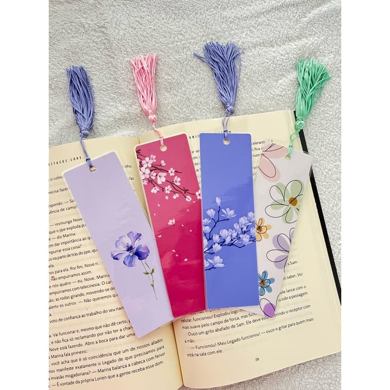 Marcador de páginas Flores (com ou sem Tassel) plastificado 16 cm - Leia a descrição