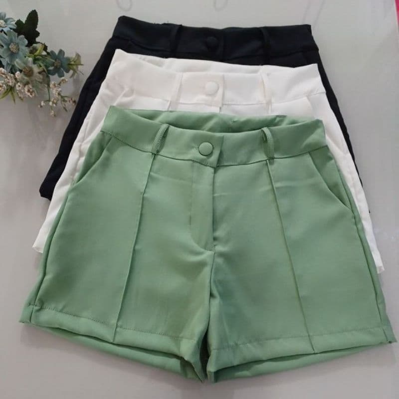 Short Alfaiataria Feminino Com Botão e Siper Na Frente Do M até G3