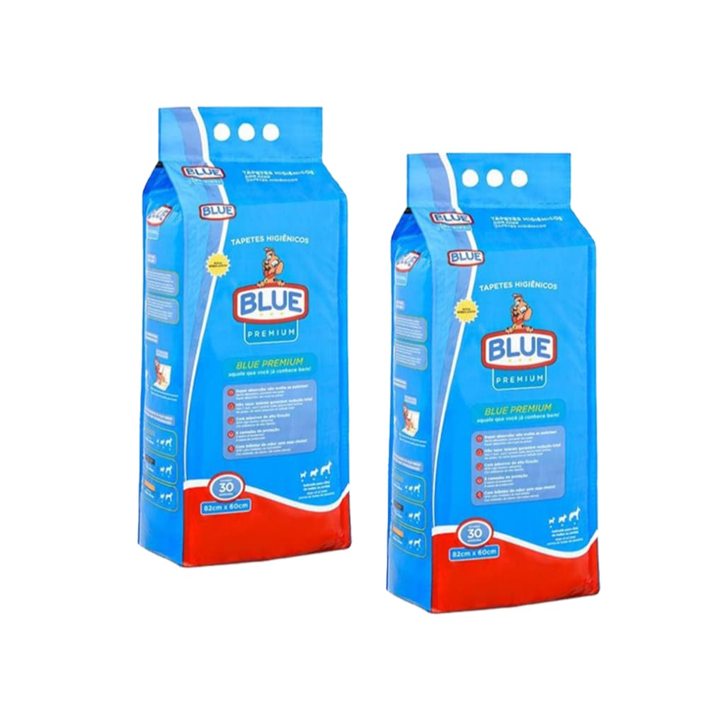 2 TAPETE HIGIÊNICO BLUE PREMIUM 82x60 COM 30 UNI