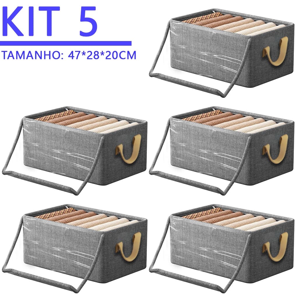 KIT 4/5 Caixa com Tampa de Armazenamento para Roupas, Brinquedos Infantis, Íntimas e Calças