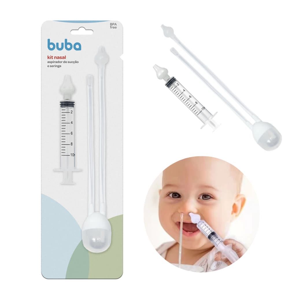 Kit Aspirador Nasal Seringa Lavagem Nasal Infantil Bebe Buba