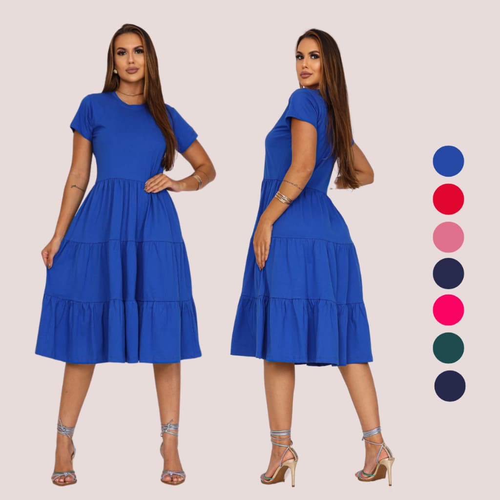 Vestido Feminino Três Marias Algodão Rodado Confortável Gestante Moda Casual Liso