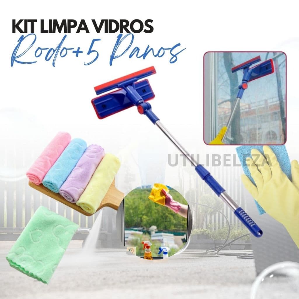 Rodo Mágico Limpa Vidro E Janelas Extensível Esponja 2 Em 1